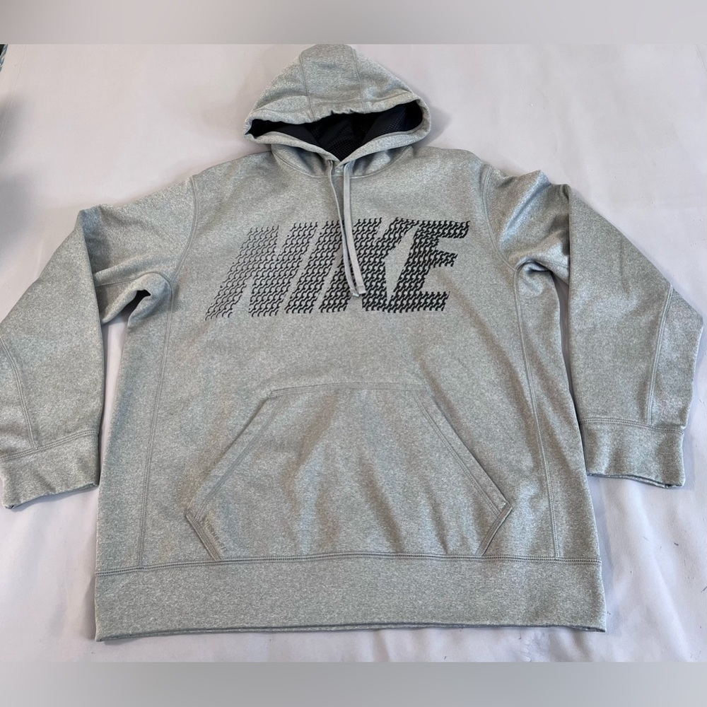Nike Therma Fit Logo Hoodie Sweatshirt Men's Sz Large Gray